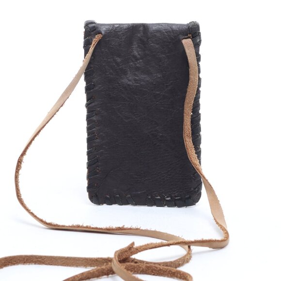 Hand Made Leather Phone Case Cash Card Mini Bag 7x4x1/2 Brown/Tan - Picture 5 of 12